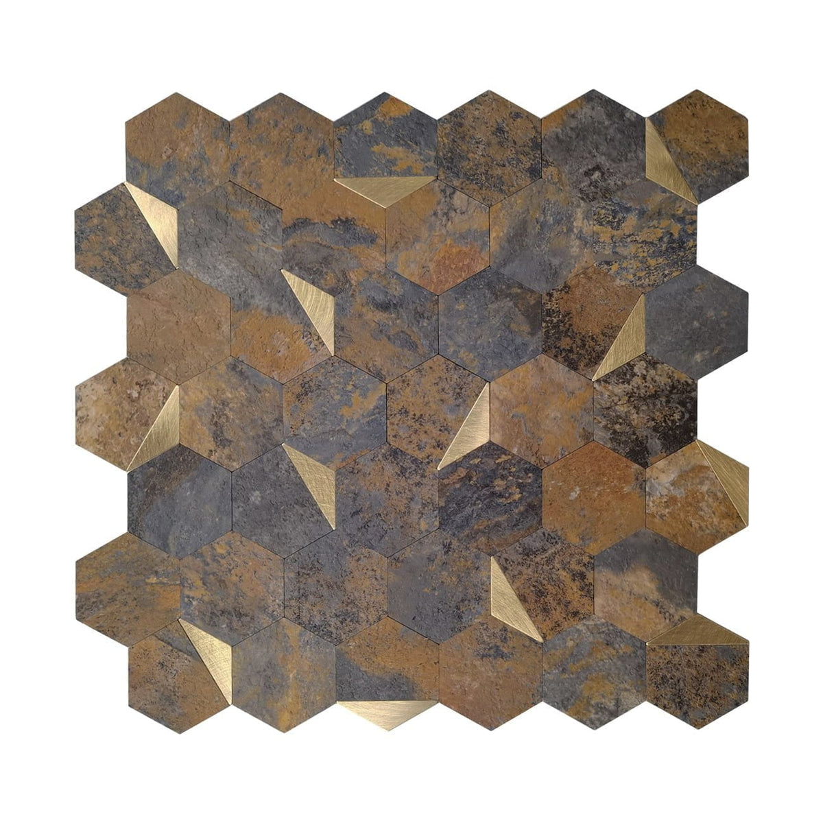 Isodeco Zelfklevende Mozaïek Steenstrip Hexagon Goud Roest