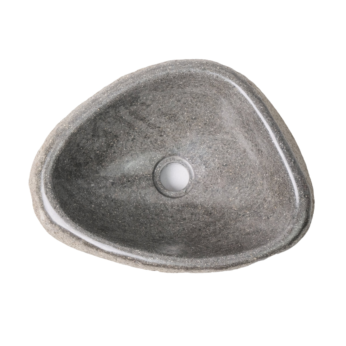 Aloni Ronde waskom van natuurlijke riviersteen dunne rand - grijs 30-35x15x1,5cm