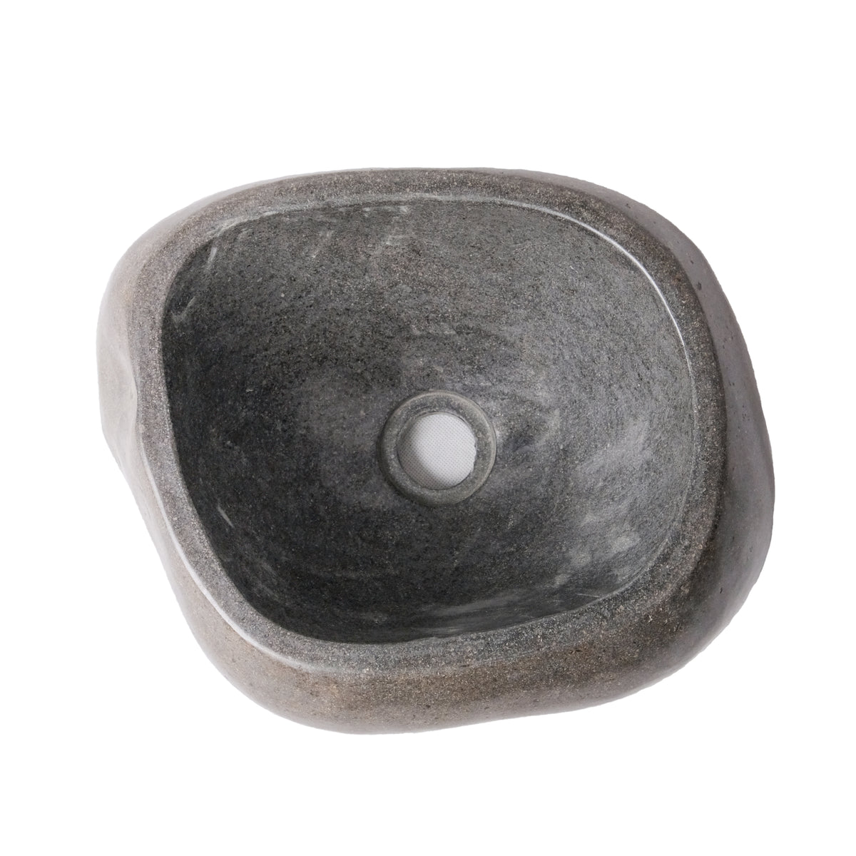 Aloni Volledig gepolijste waskom van natuurlijke riviersteen - zwart 30-35x15x1,5cm