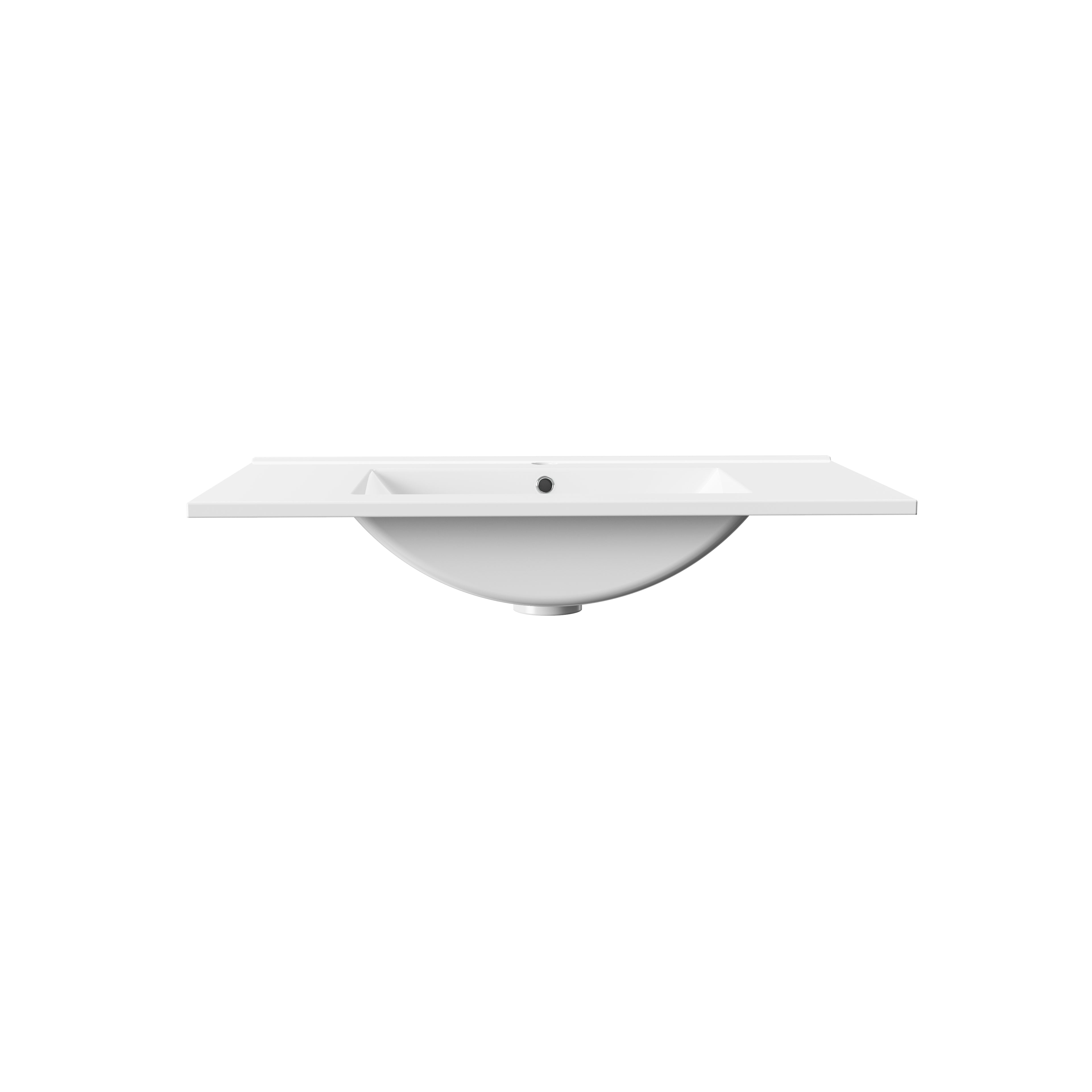 Aloni hayat wastafel - 1 wasbak - met overloop - 1 kraangat - kunstmarmer - 80x1,5x45 cm - glanzend wit
