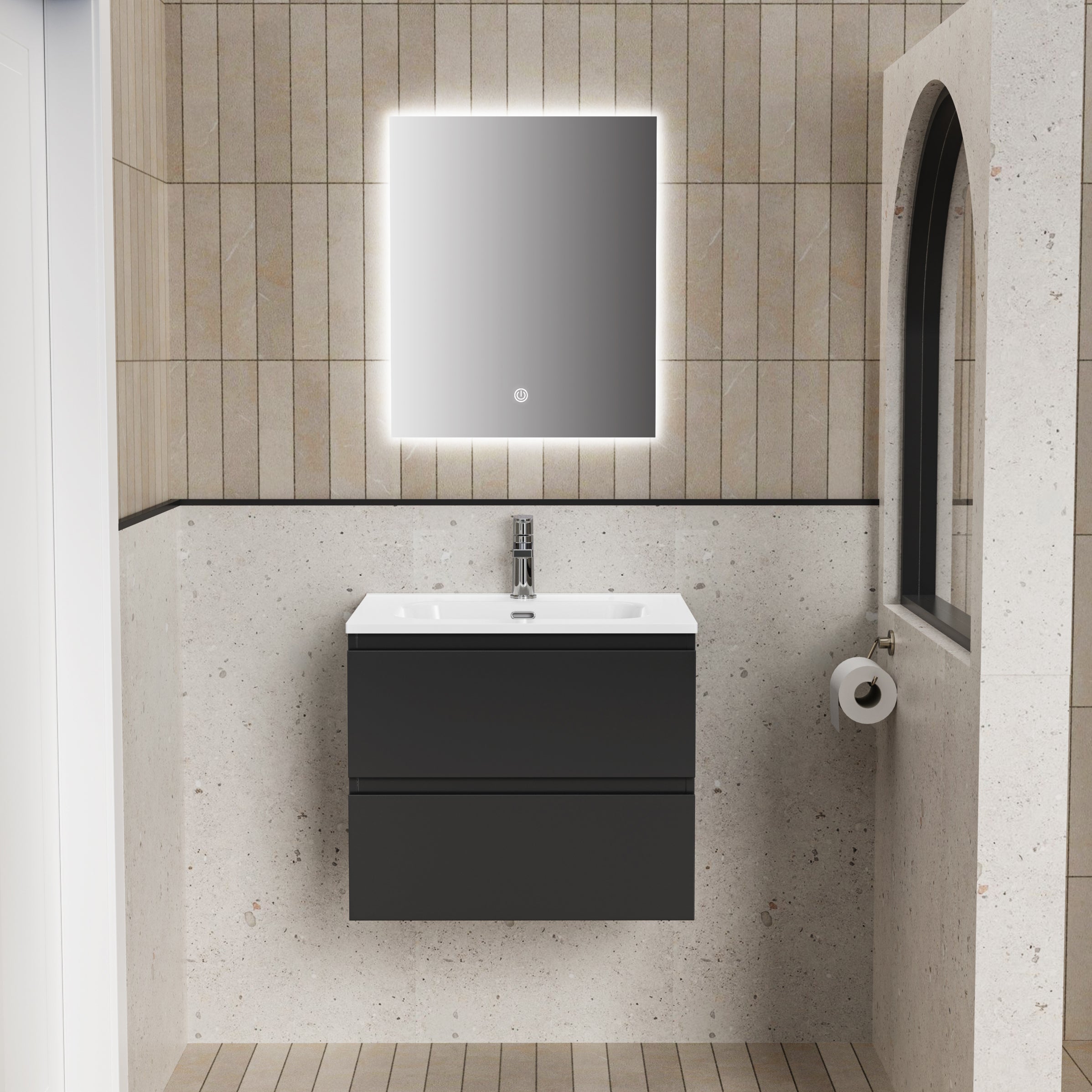 Aloni liva badkamermeubelset compleet 60cm mat zwart