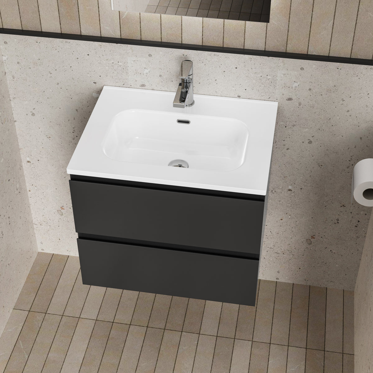 Aloni liva badkamermeubelset compleet 60cm mat zwart
