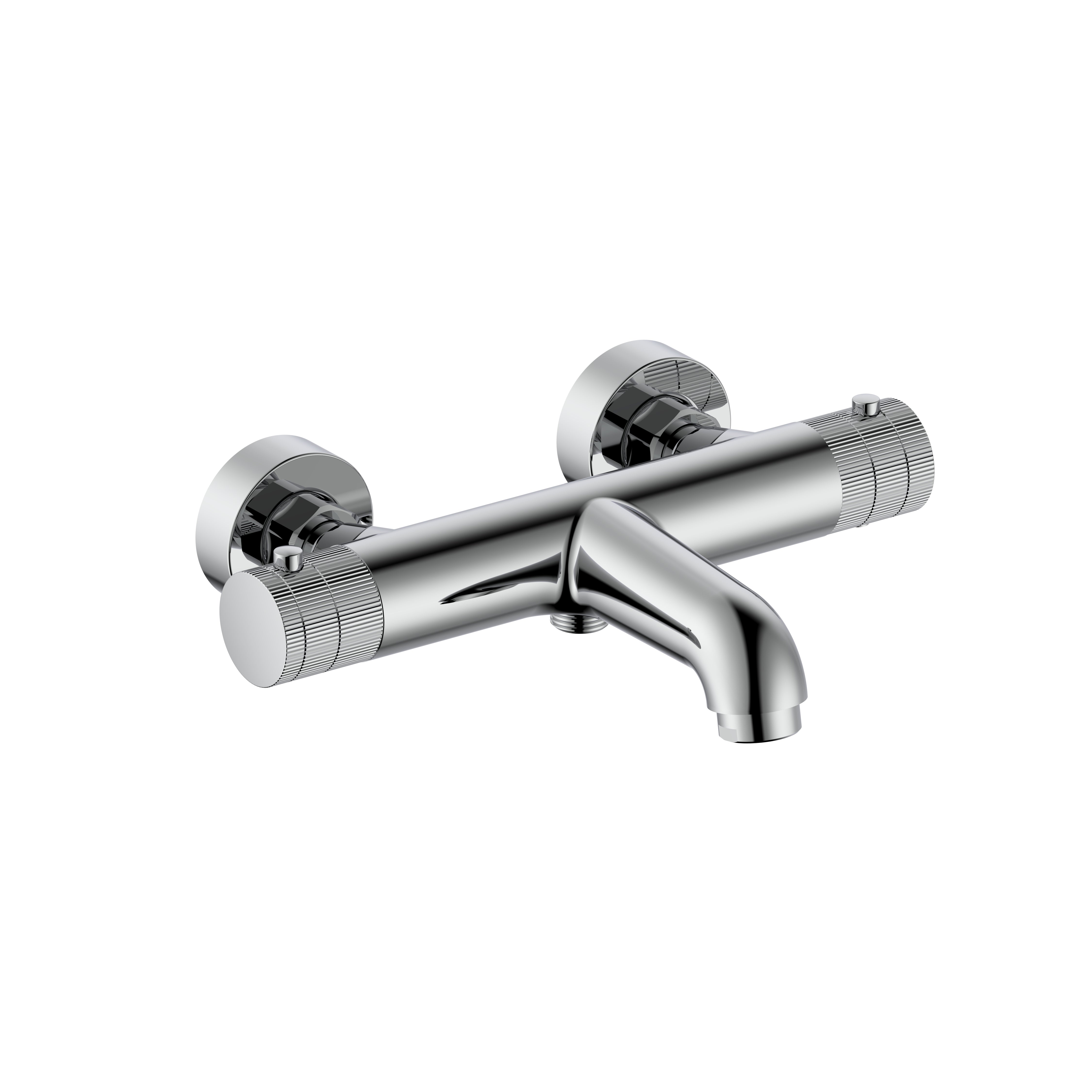 Stria badmengkraan - thermostatisch - opbouw - knoppen met ribbelstructuur - chroom