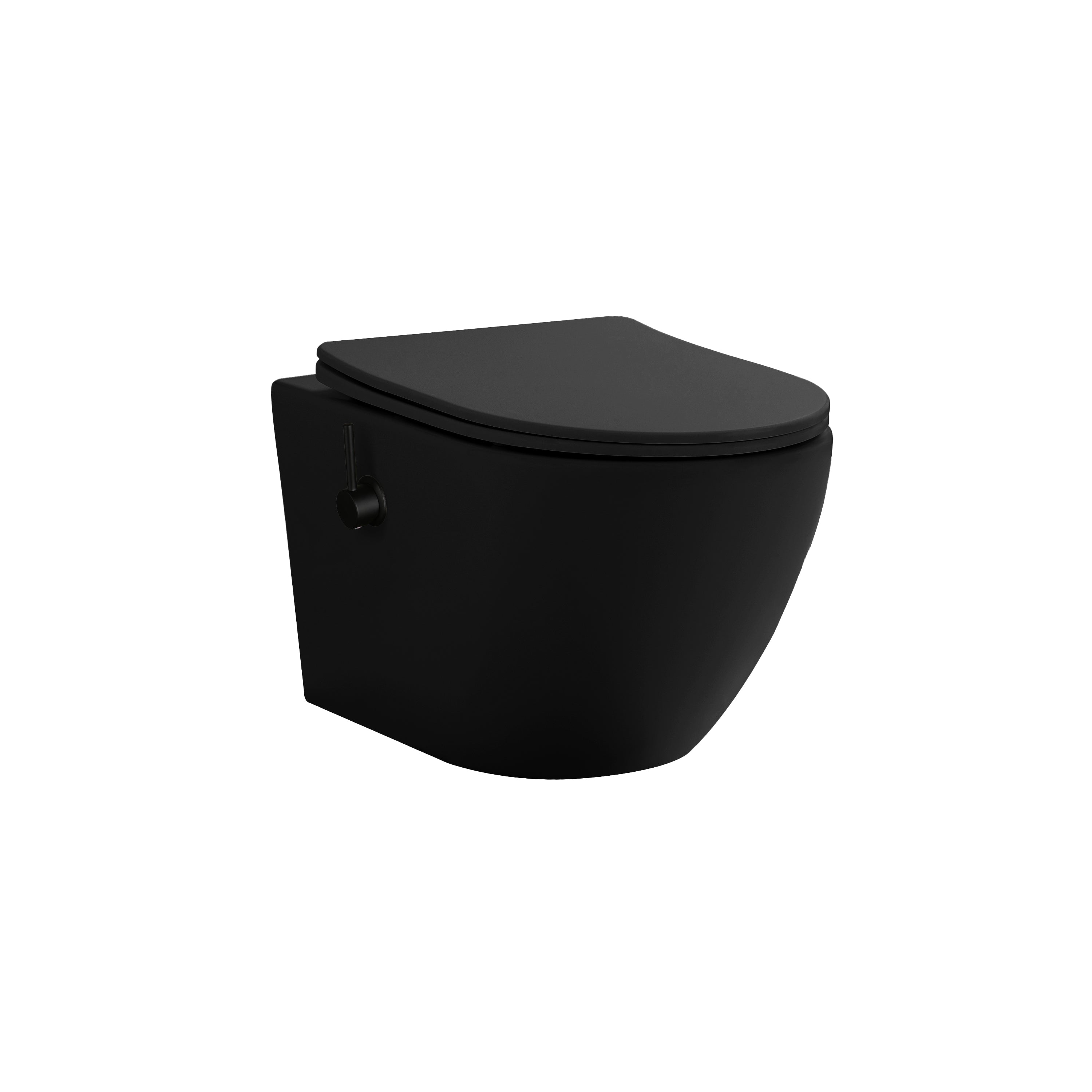 Aloni pro hangtoilet met bidet - tornado flush - randloos - met bidetkraan koud en warm water - met zitting - 52,5cm - mat zwart