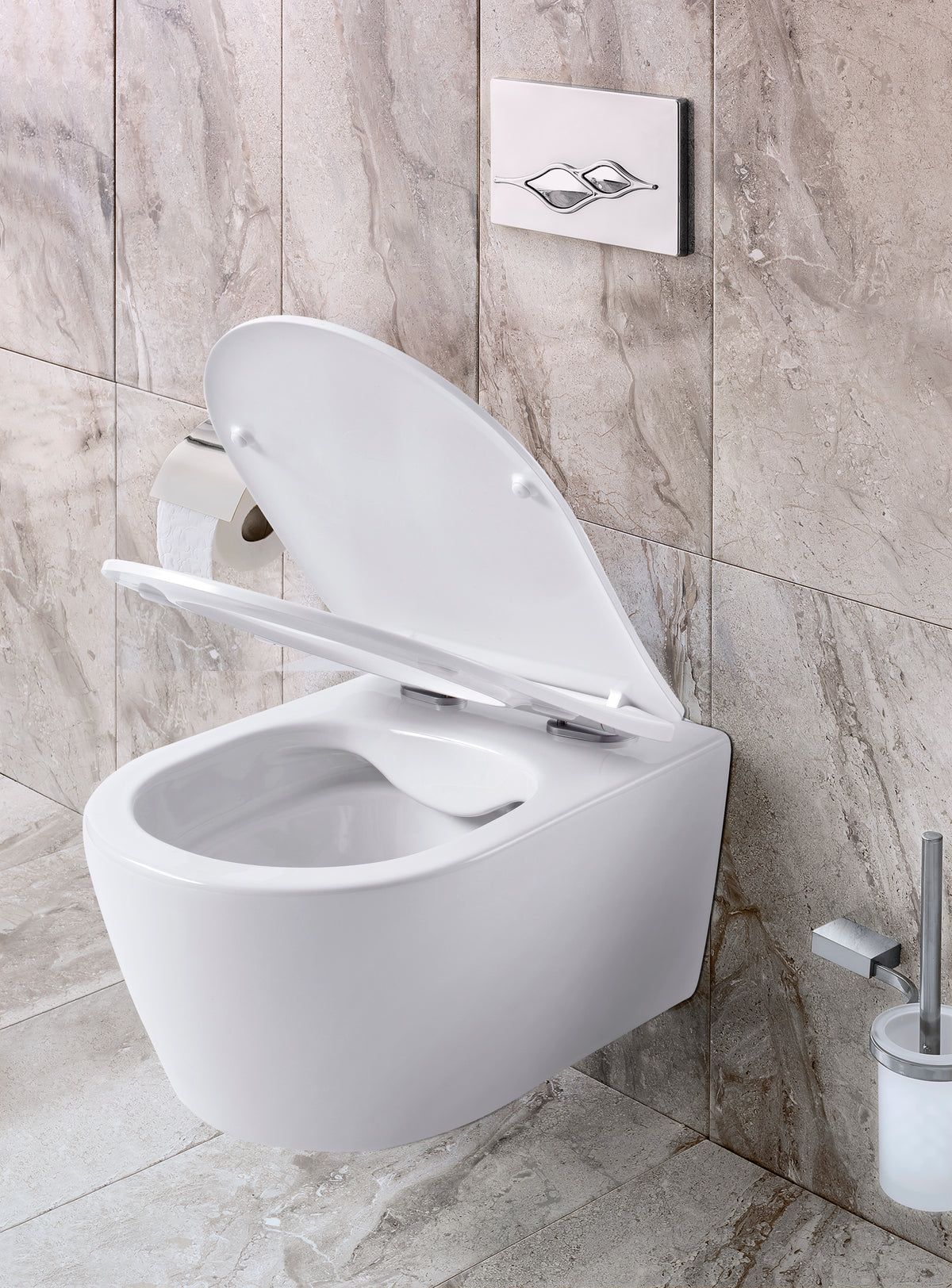 Aloni pro hangtoilet - randloos - met zitting - duroplast - soft close - quick release - compact 49 cm - 36x25x49 cm - glanzend wit, sfeerbeeld