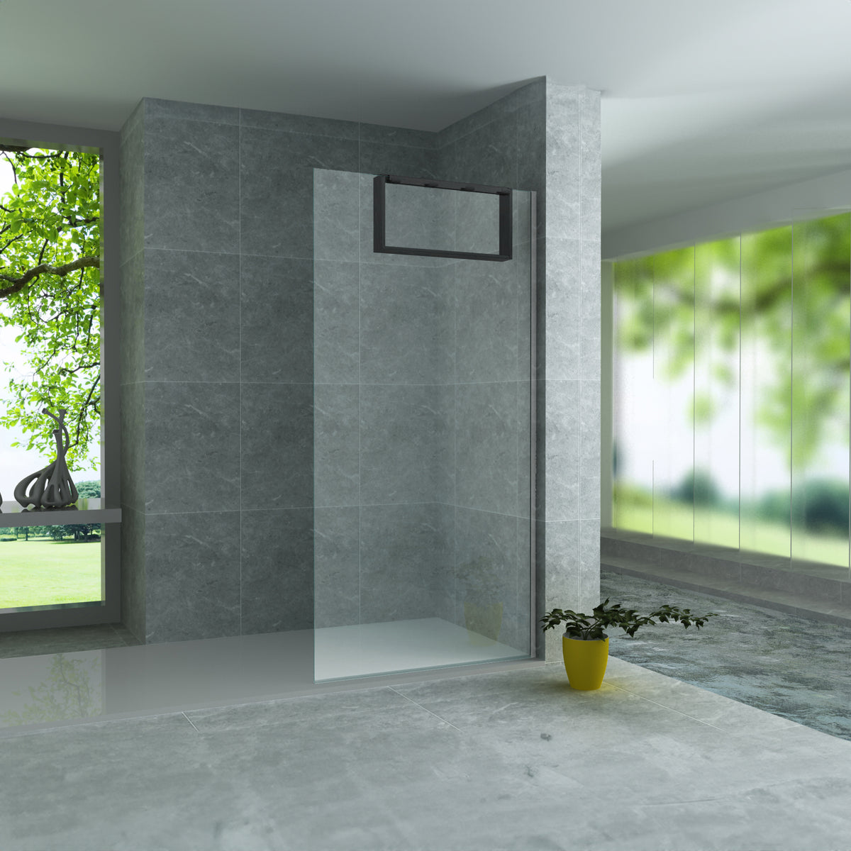 SH Opbouwnis voor douchewand - 4 handdoekhaken - aluminium - 60x30x8 cm - gunmetal, sfeerbeeld
