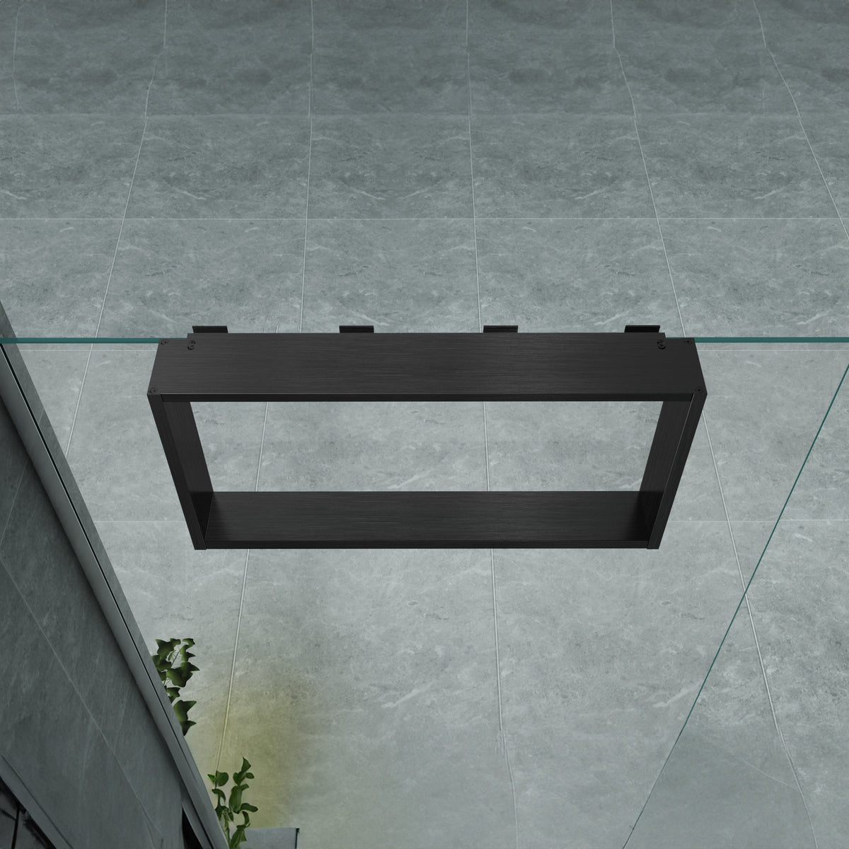 SH Opbouwnis voor douchewand - 4 handdoekhaken - aluminium - 60x30x8 cm - gunmetal, sfeerbeeld
