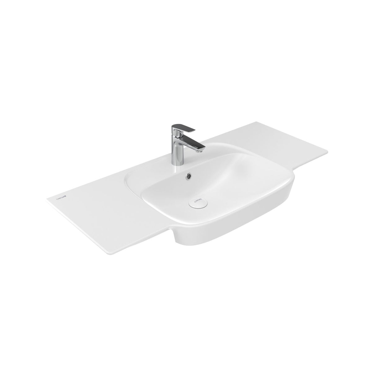 Creavit saily wastafel - 1 wasbak - 1 kraangat - met aflegvlak - keramiek - 100 x 45x17,7 cm - glanzend wit