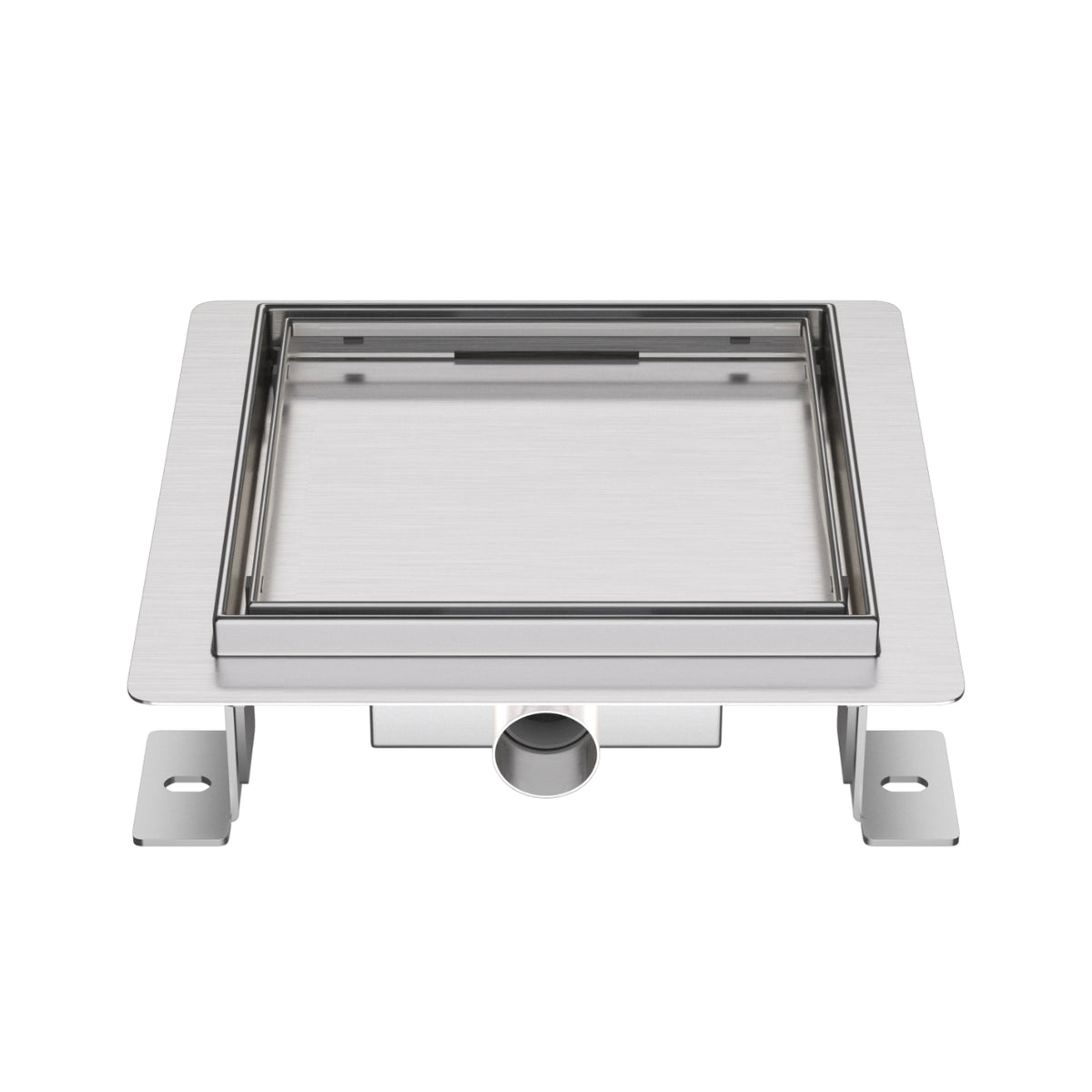 Aloni doucheput - met tegelrooster - 15 x 15 cm - geborsteld RVS
