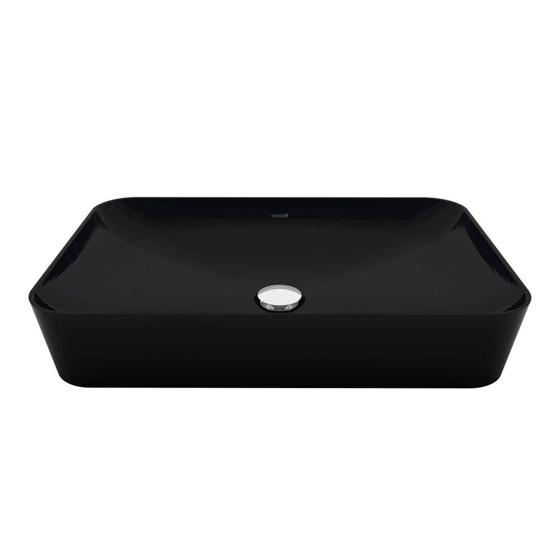 Creavit ultra waskom - opbouw - zonder overloop - zonder kraangat - keramiek - 60 x 11x40 cm - houtskool zwart