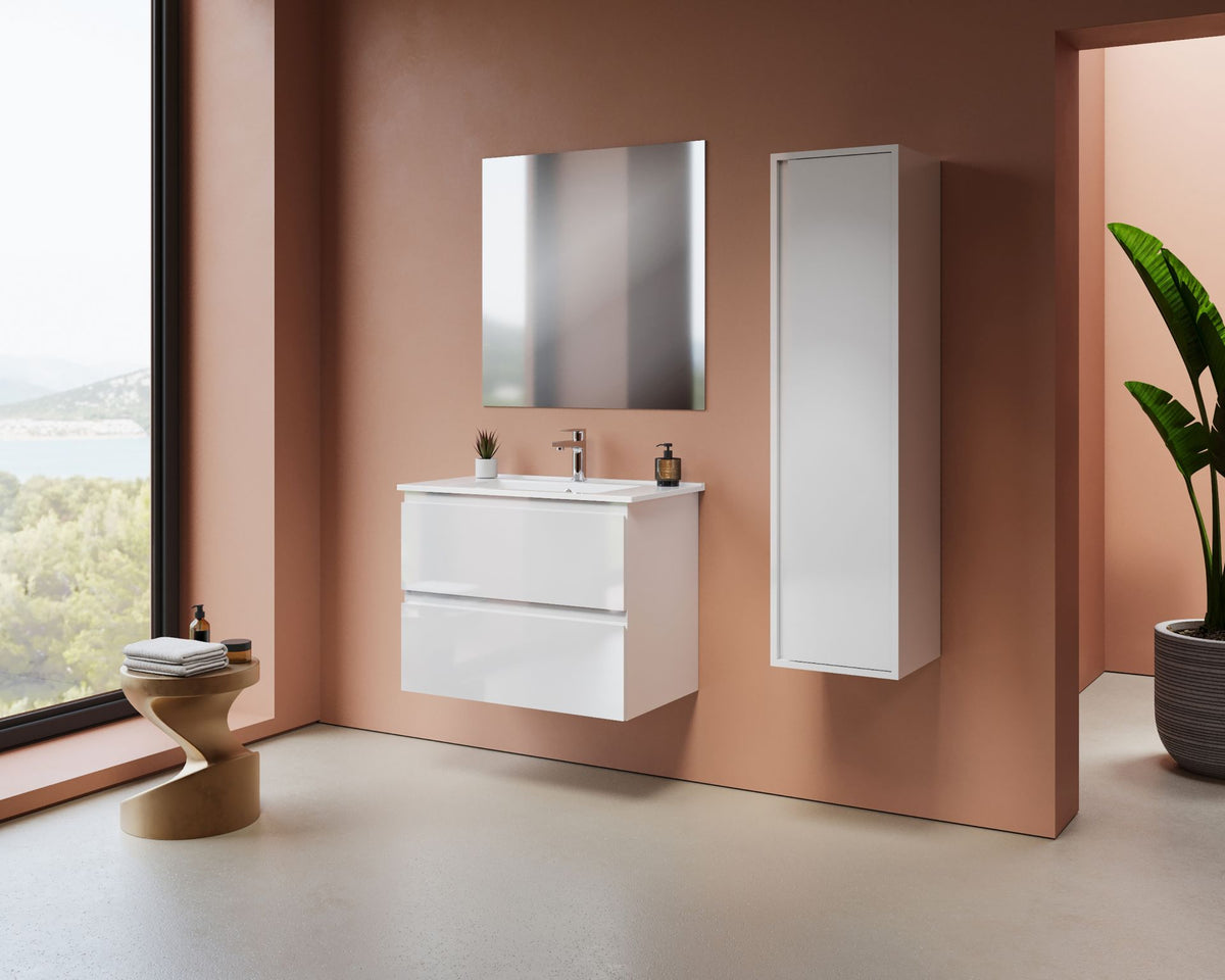 Aloni sally XL wastafelonderkast - 2 lades - softclose - greeploos - 76 x 60x45,3 cm - glanzend wit