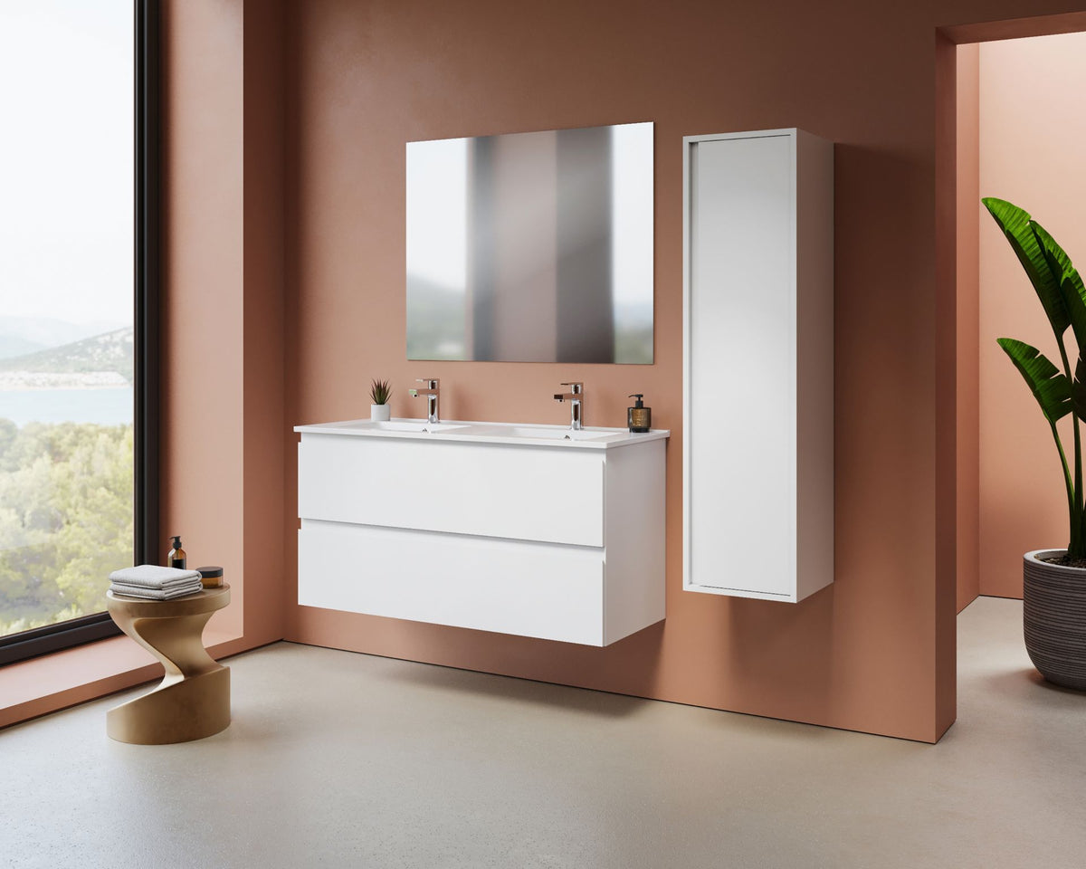 Aloni sally XL wastafelonderkast - 2 lades - softclose - greeploos - 118 x 60x45,3 cm - mat wit