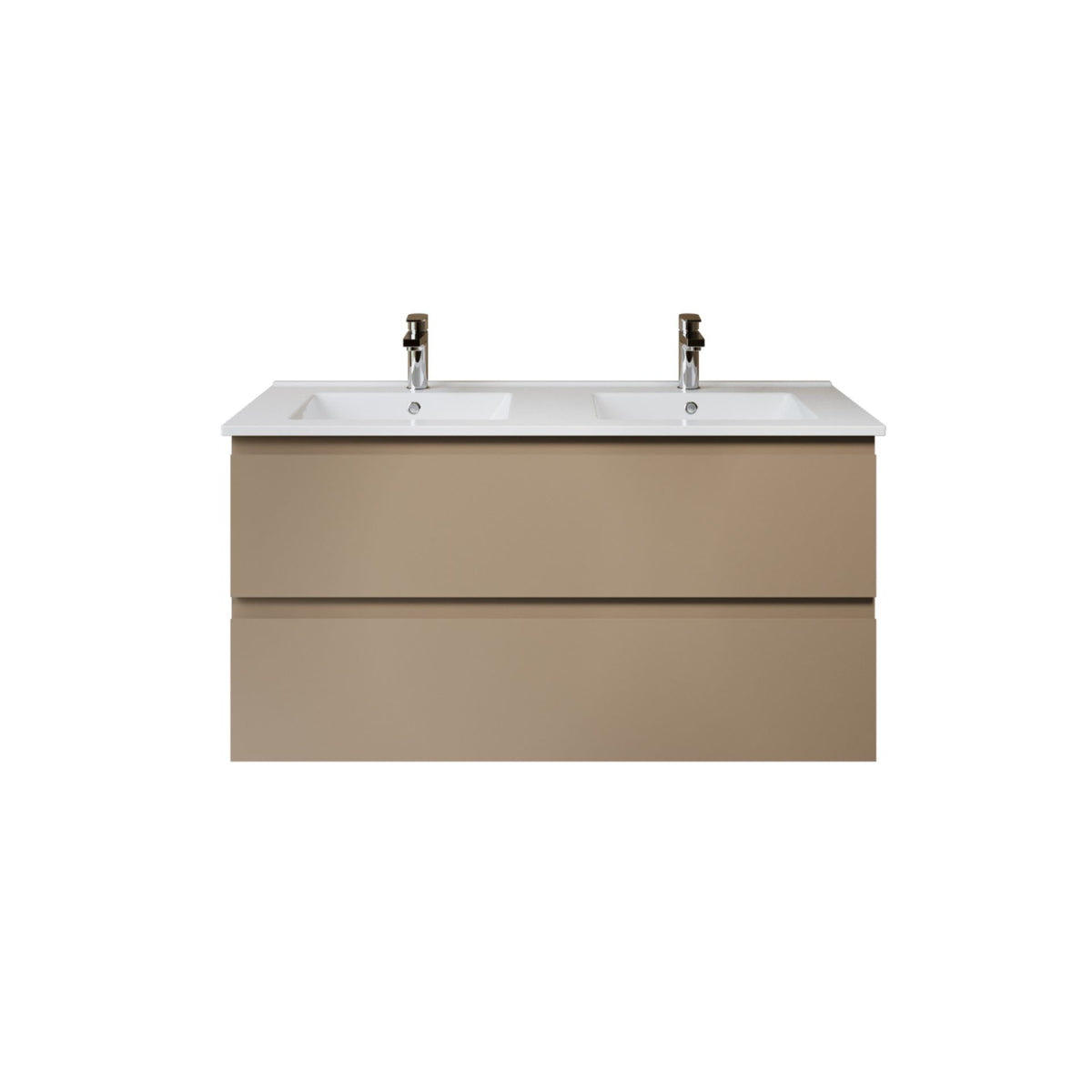 Aloni sally XL wastafelonderkast - 2 lades - softclose - greeploos - 118 x 60x45,3 cm - zand