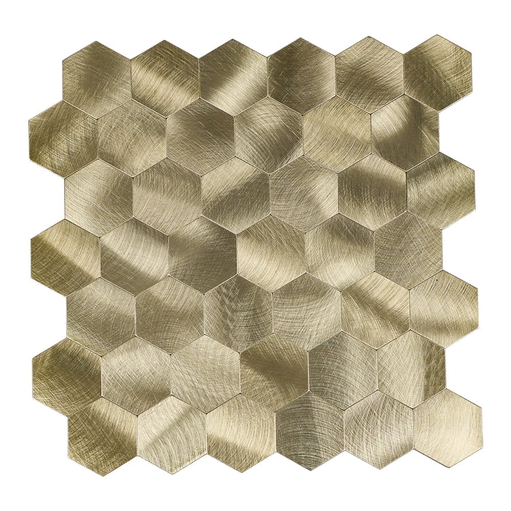 Isodeco Zelfklevende Mozaïek Steenstrip Hexagon Geborsteld Goud