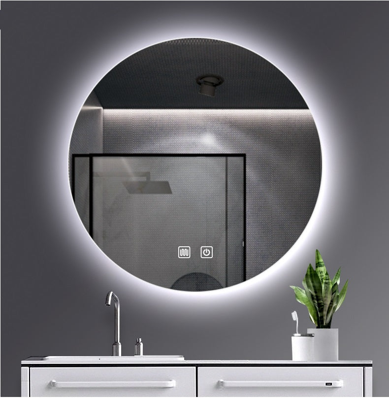 Aloni omega spiegel - met led verlichting - rond - zonder lijst - met verwarming - kleurtemperatuur led 3500-6500k - 120cm