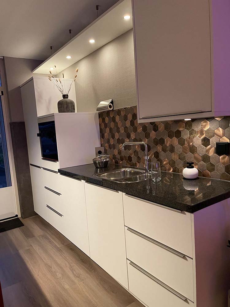 Isodeco Zelfklevende Mozaïek Steenstrip Hexagon Koper Taupe V-groef