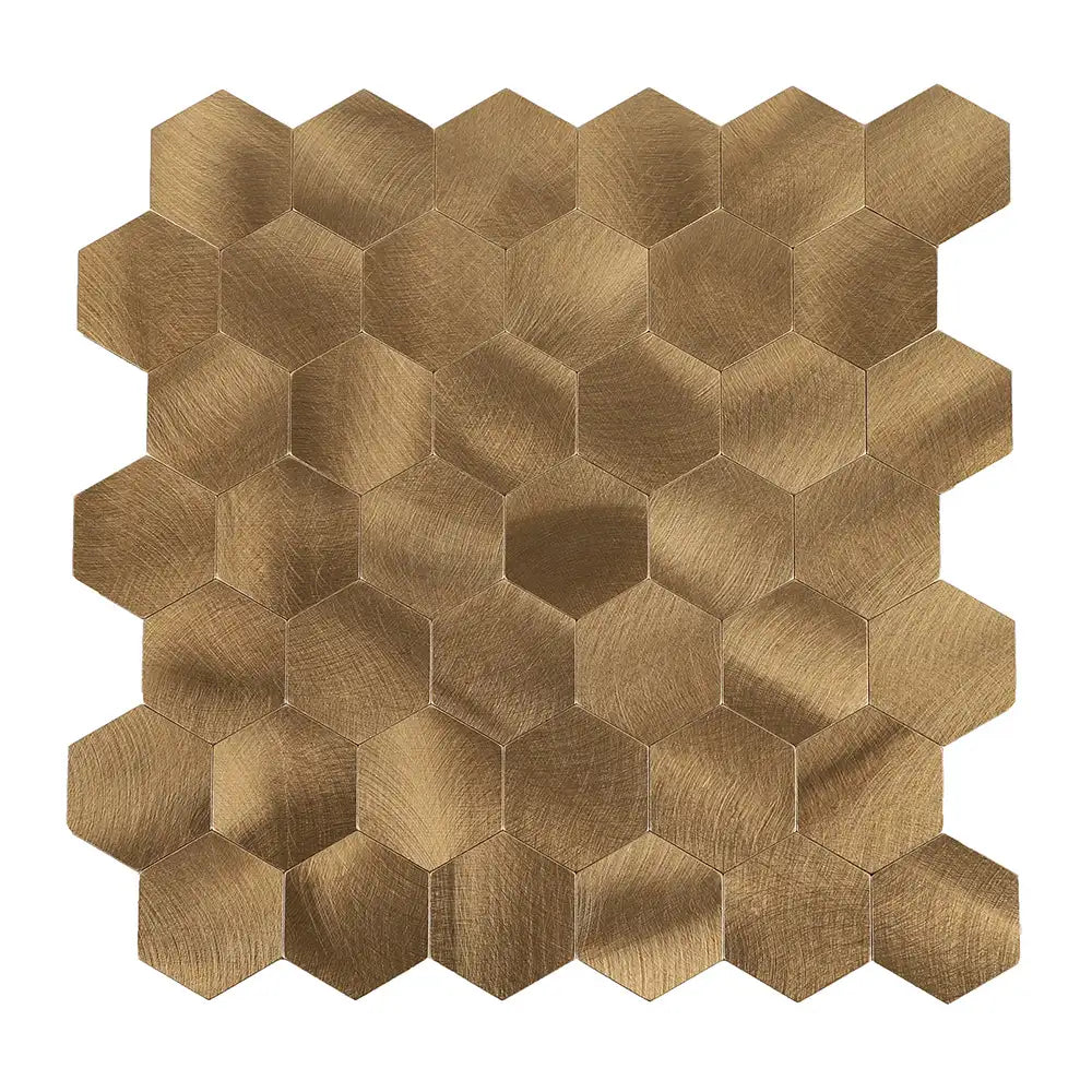 Isodeco Zelfklevende Mozaïek Steenstrip Hexagon Geborsteld Koper