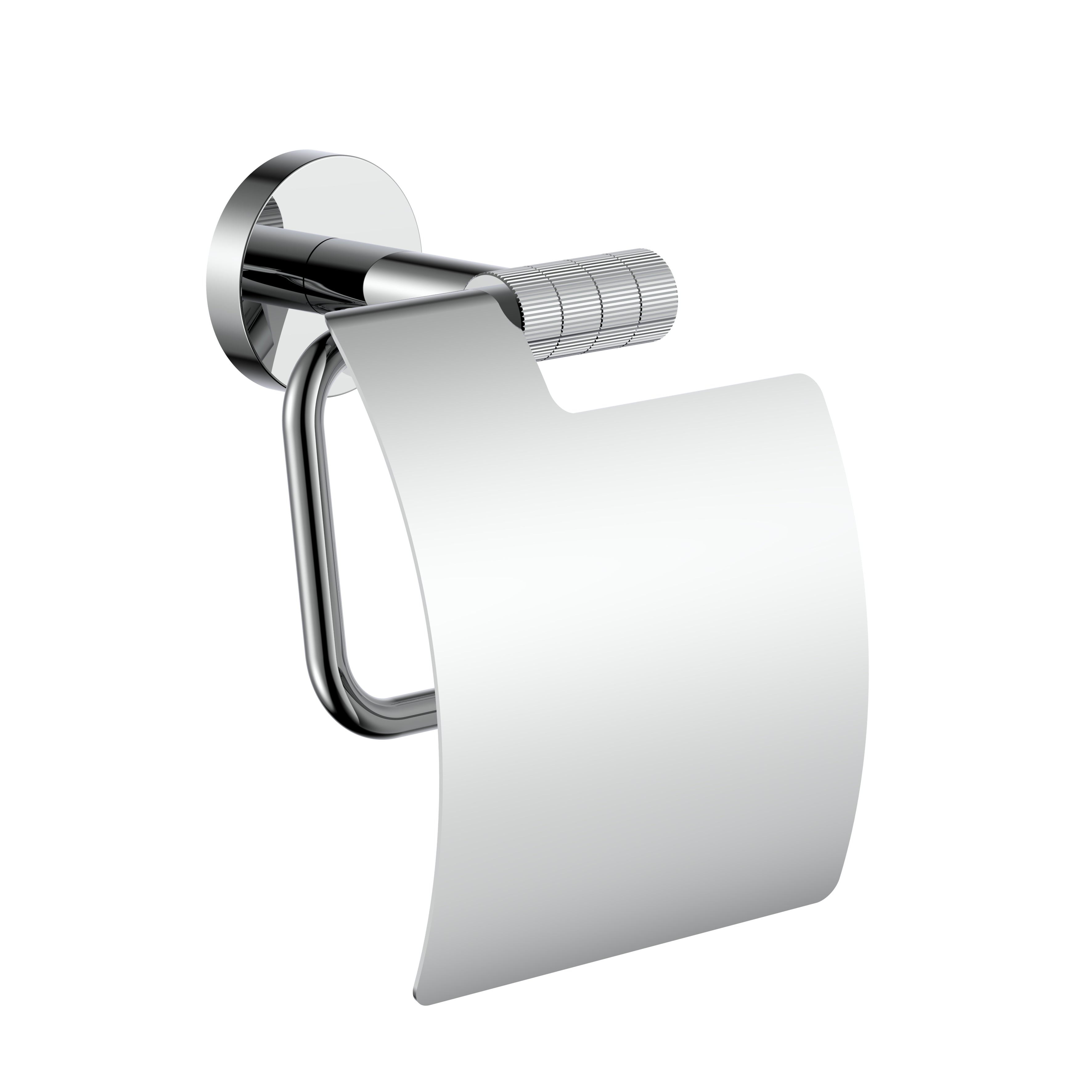 Stria toiletrolhouder met klep - afwerking met verfijnde ribbelstructuur - chroom