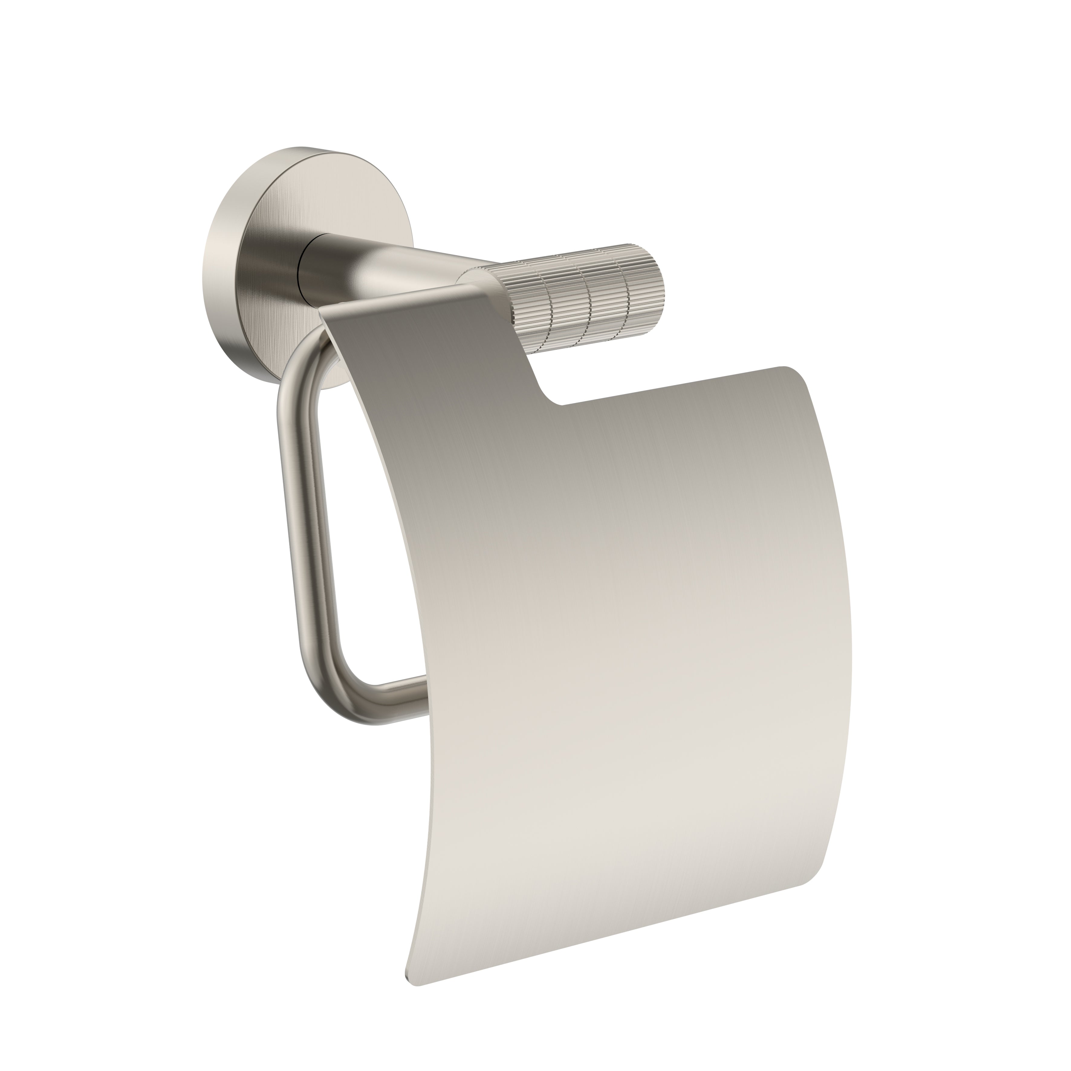 Stria toiletrolhouder met klep - afwerking met verfijnde ribbelstructuur - geborsteld rvs
