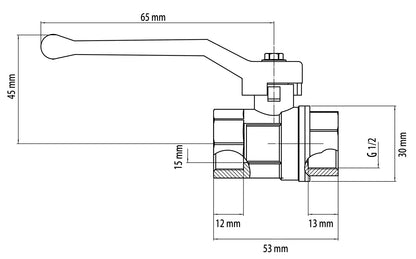 1050 Kogelkraan+ aluminium hendel 1/2