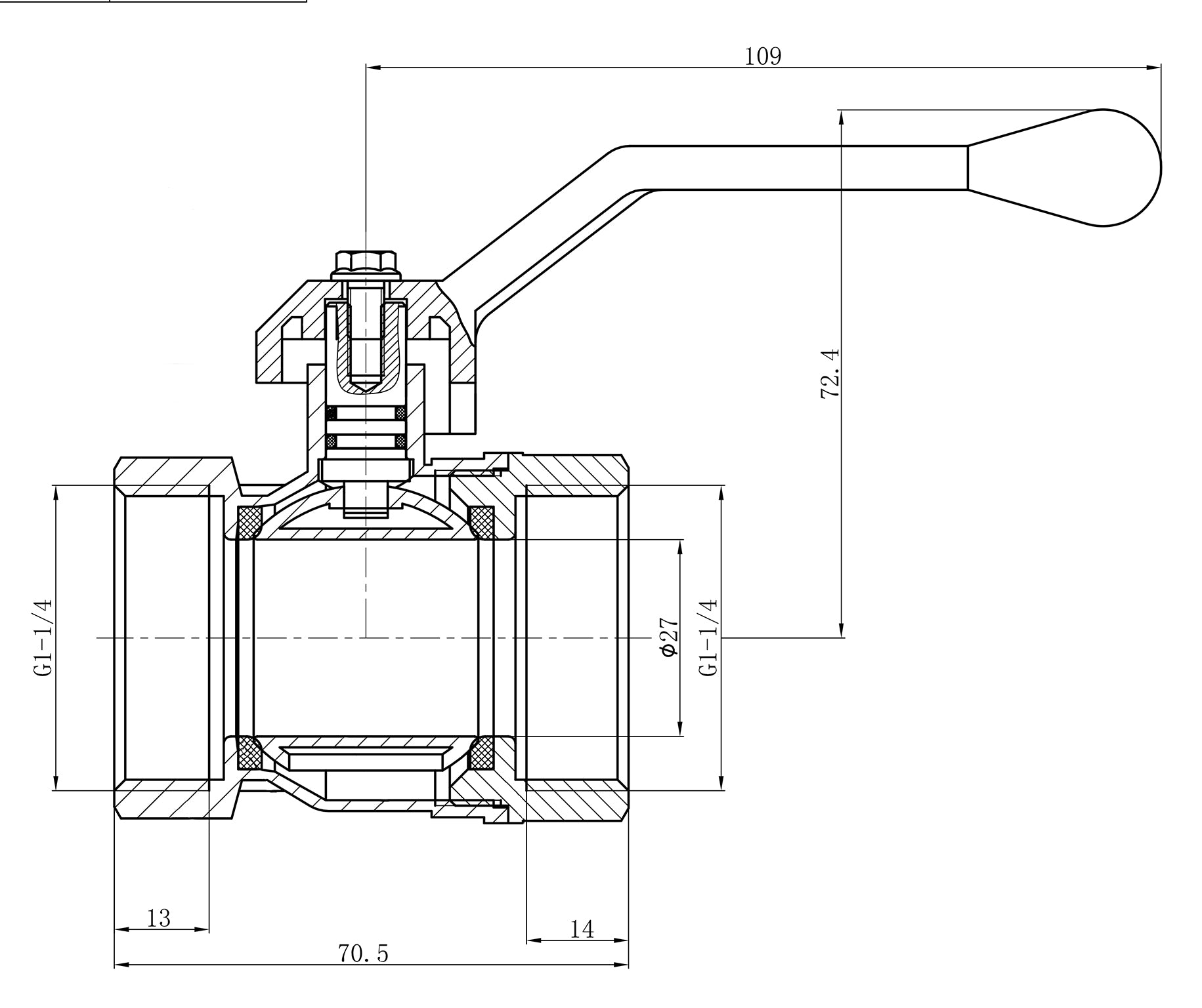1050 Kogelkraan+ aluminium hendel 5/4