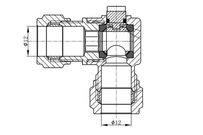 chroom mini-kogelkraan knel haaks 12x12