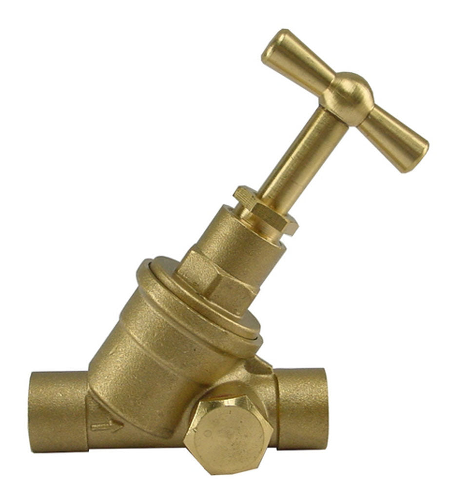 Stopkraan 15mm cap x cap met aftapgelegenheid