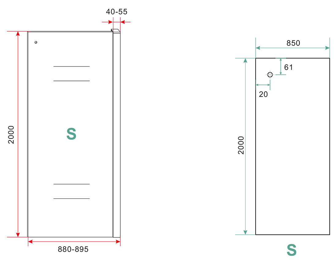 Side zijwand voor nis schuifdeur 900 x 2000 x 8 mm nano helder glas/mat zwart