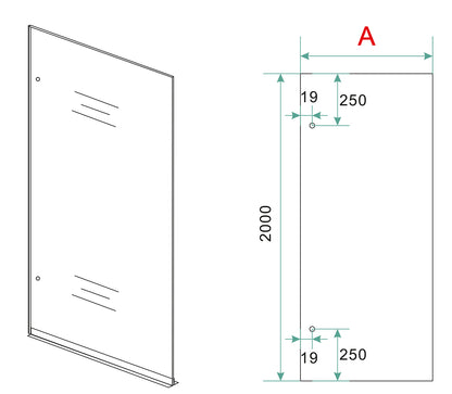 Less inloopdouche links 800 x 2000 x 8 mm nano spiegelrook- naar helder glas/geborsteld staal