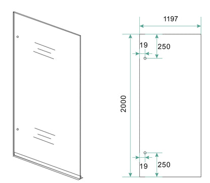 Less inloopdouche links 1200 x 2000 x 8 mm nano spiegelrook- naar helder glas/gunmetal