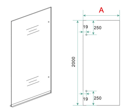 Less inloopdouche rechts 900 x 2000 x 8 mm nano spiegelrook- naar helder glas/mat wit