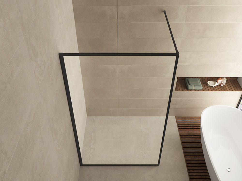 Square inloopdouche 1000 x 2000 x 8 mm nano helder glas/mat zwart