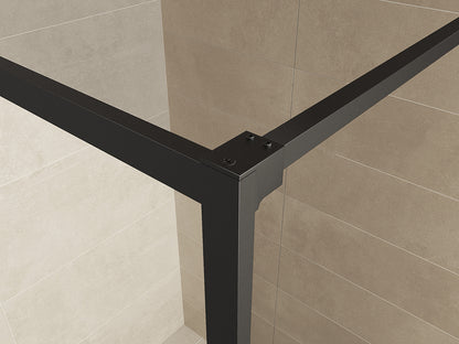 Square inloopdouche 1000 x 2000 x 8 mm nano helder glas/mat zwart