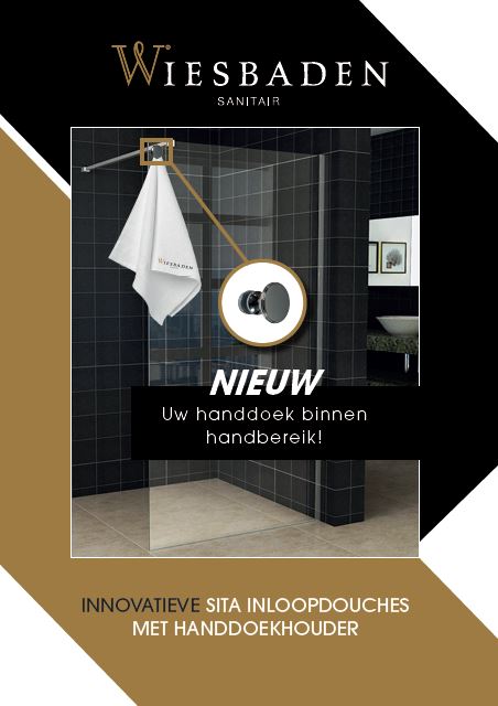 Wiesbaden sita inloopdouche met handdoekhouder 80x200 cm chroom/8 mm helder glas met Nano coating