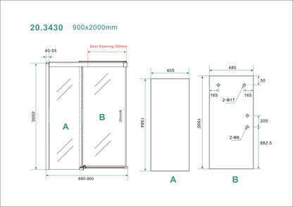 Puerta nisdeur met 1 schuifdeur 900 x 2000 x 8 mm nano helder glas/chroom
