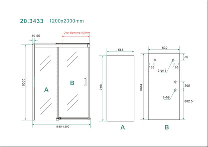 Puerta nisdeur met 1 schuifdeur 1200 x 2000 x 8 mm nano helder glas/chroom
