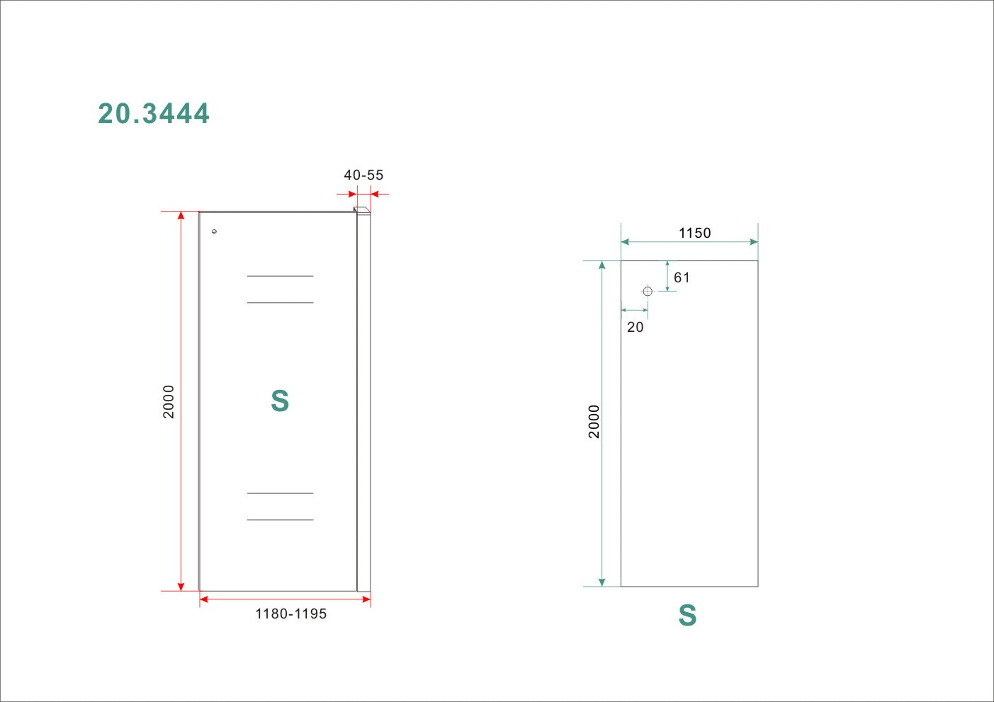 Side zijwand voor Puerta en Slide nisdeur 1200 x 2000 x 8 mm nano helder glas/chroom