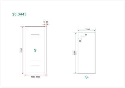 Side zijwand voor Puerta en Slide nisdeur 1400 x 2000 x 8 mm nano helder glas/chroom