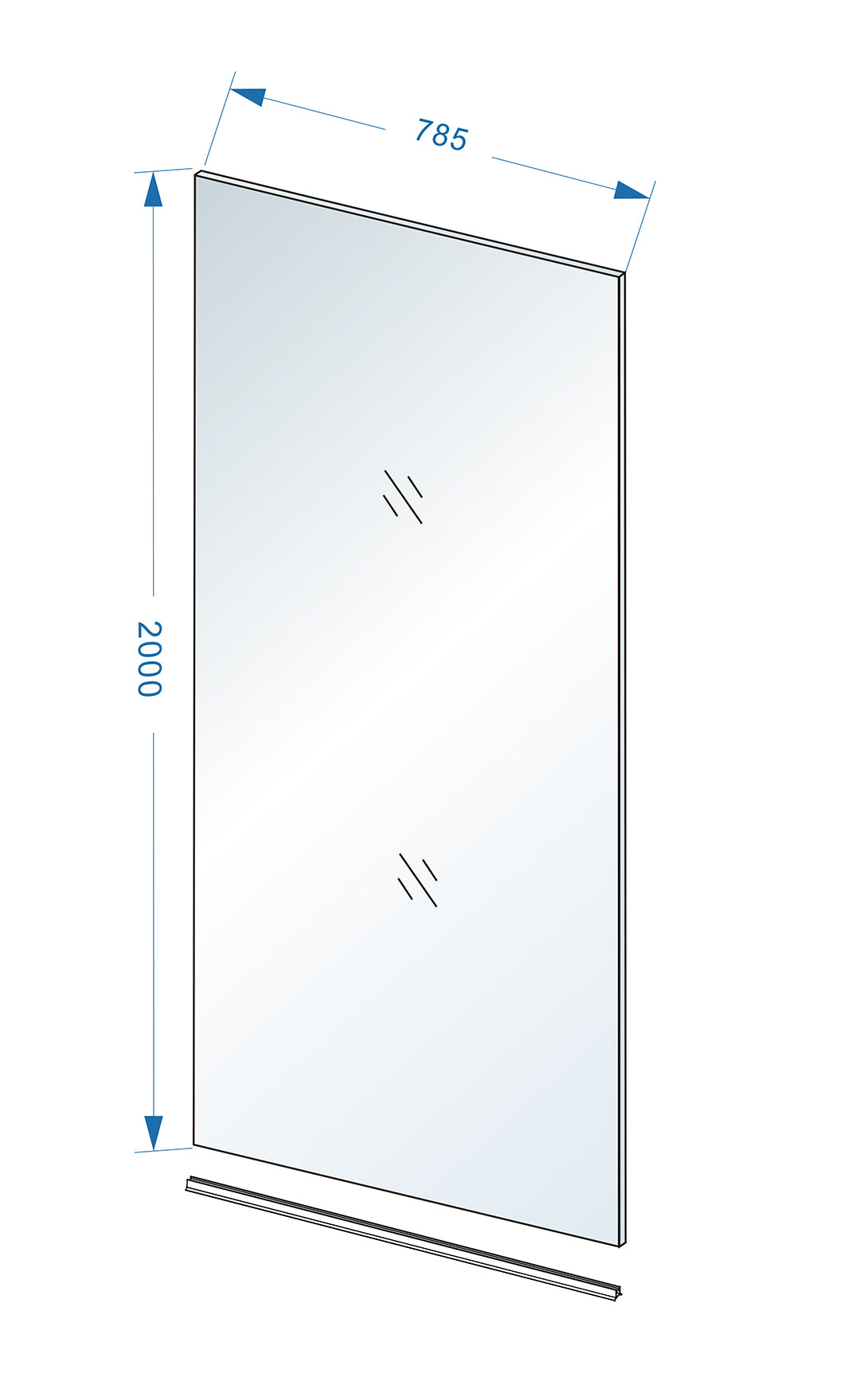 Slim glasplaat 800 x 2000 x 8 mm nano helder glas