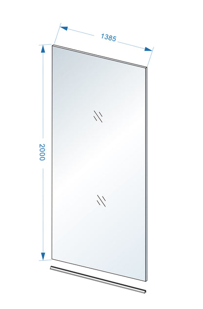 Slim glasplaat 1400 x 2000 x 8 mm nano helder glas