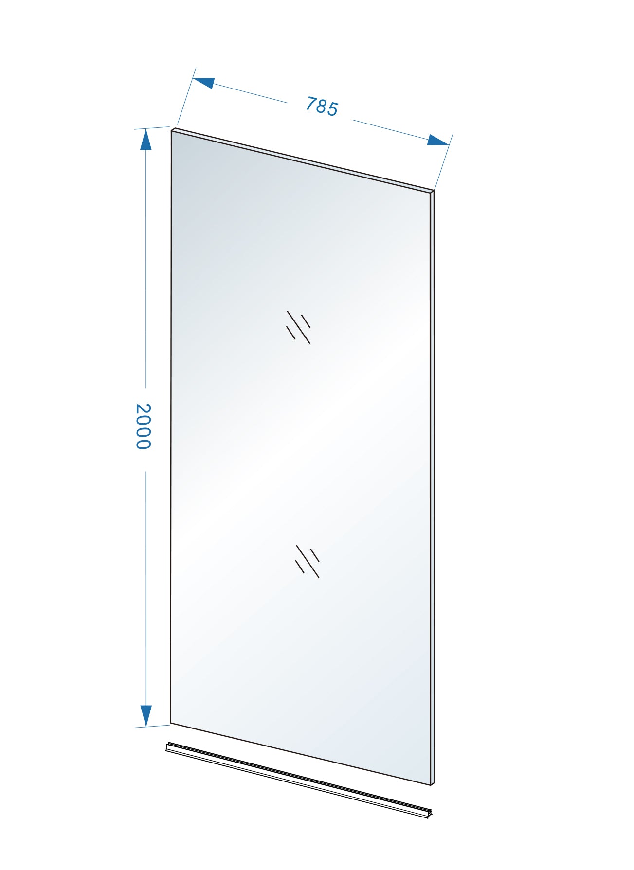 Slim glasplaat 800 x 2000 x 8 mm nano rookglas