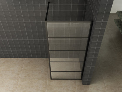 Horizon inloopdouche met raster 1200 x 2000 x 8 mm nano helder glas/mat zwart