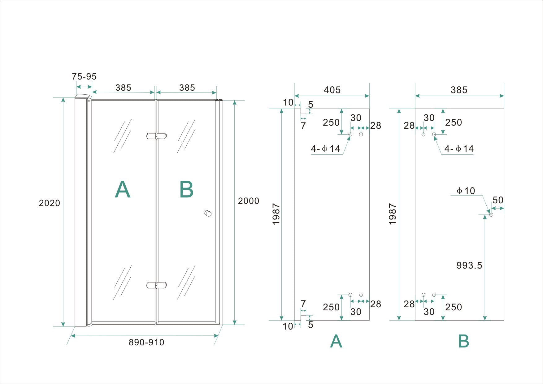 Maki nisdeur vouwbaar links 900 x 2000 x 8 mm nano helder glas/chroom