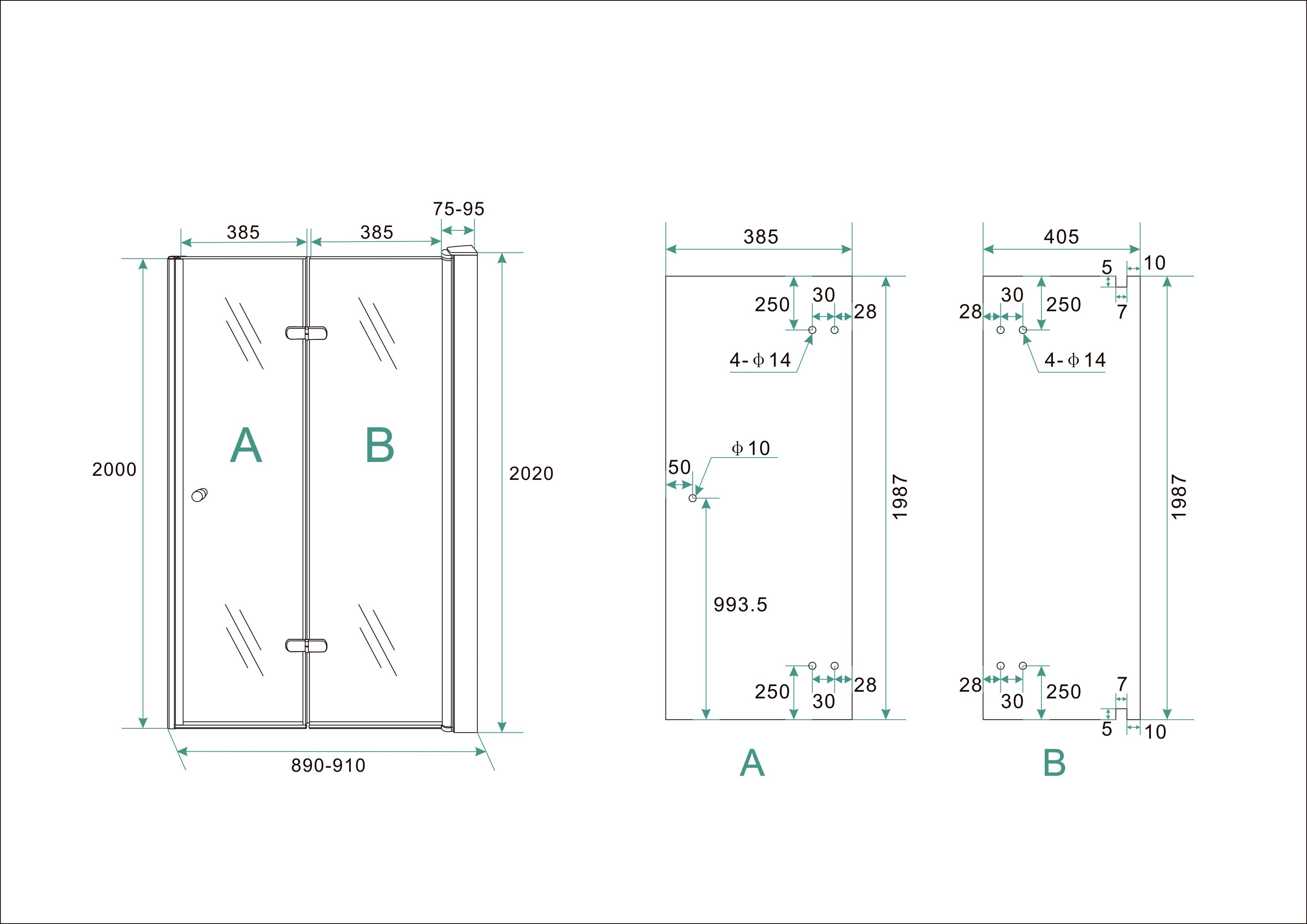 Maki nisdeur vouwbaar rechts 900 x 2000 x 8 mm nano helder glas/chroom