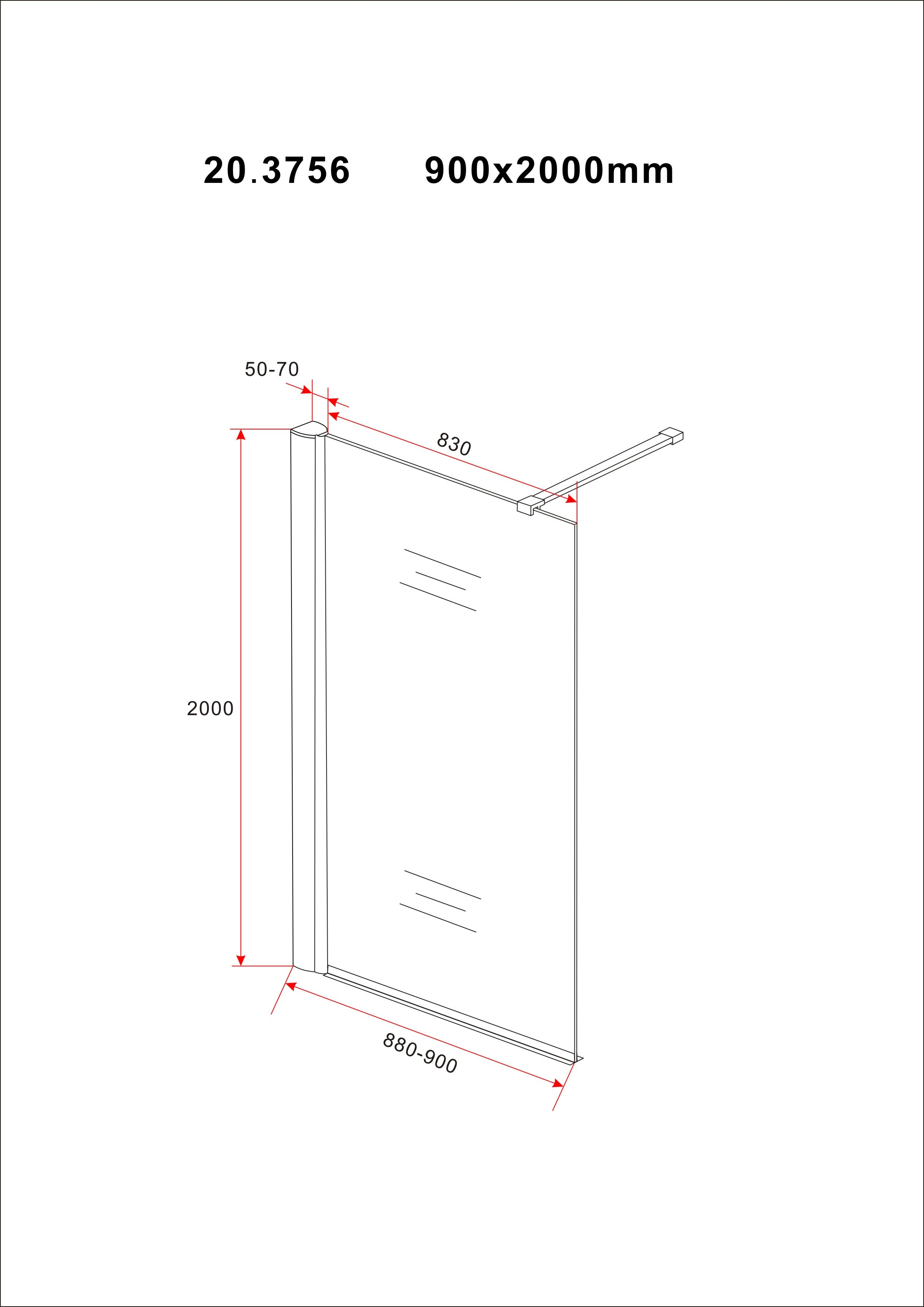 Graffic inloopdouche 900 x 2000 x 10 mm nano safety glass folie helder glas/chroom