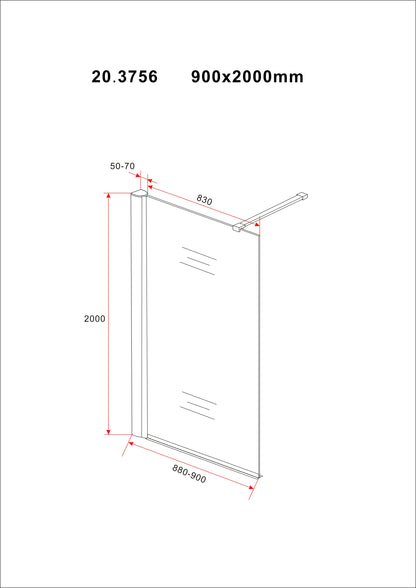 Graffic inloopdouche 900 x 2000 x 10 mm nano safety glass folie helder glas/chroom