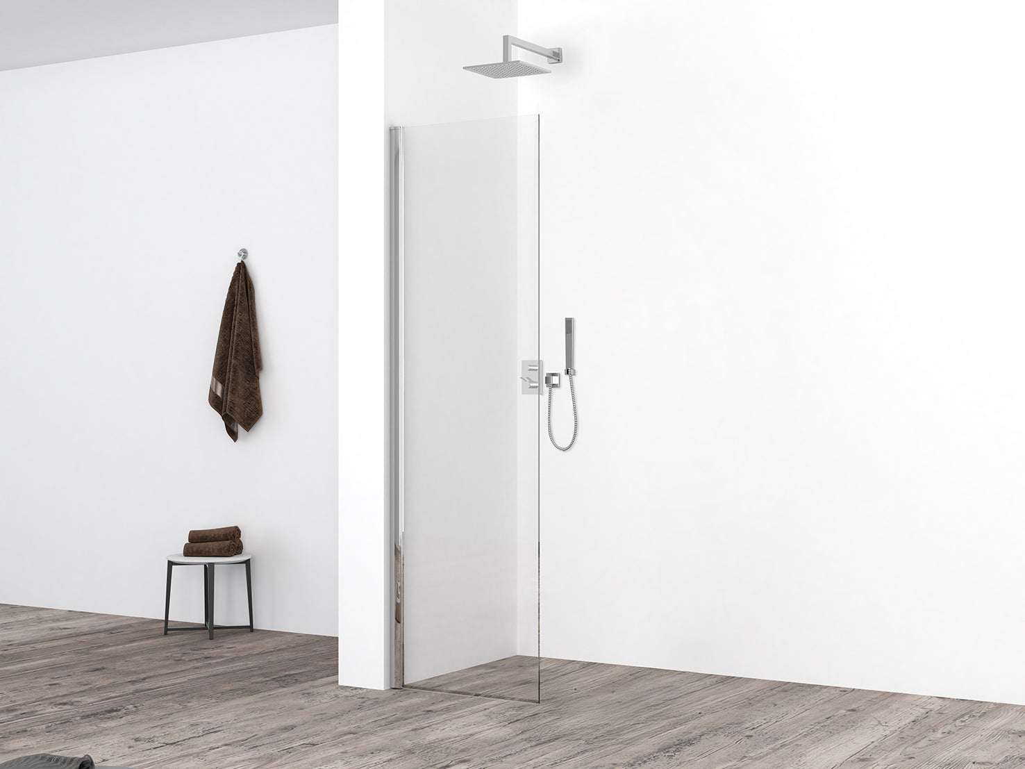 Comfort zijwand met muurprofiel 300 x 2000 x 10 mm nano helder glas/chroom