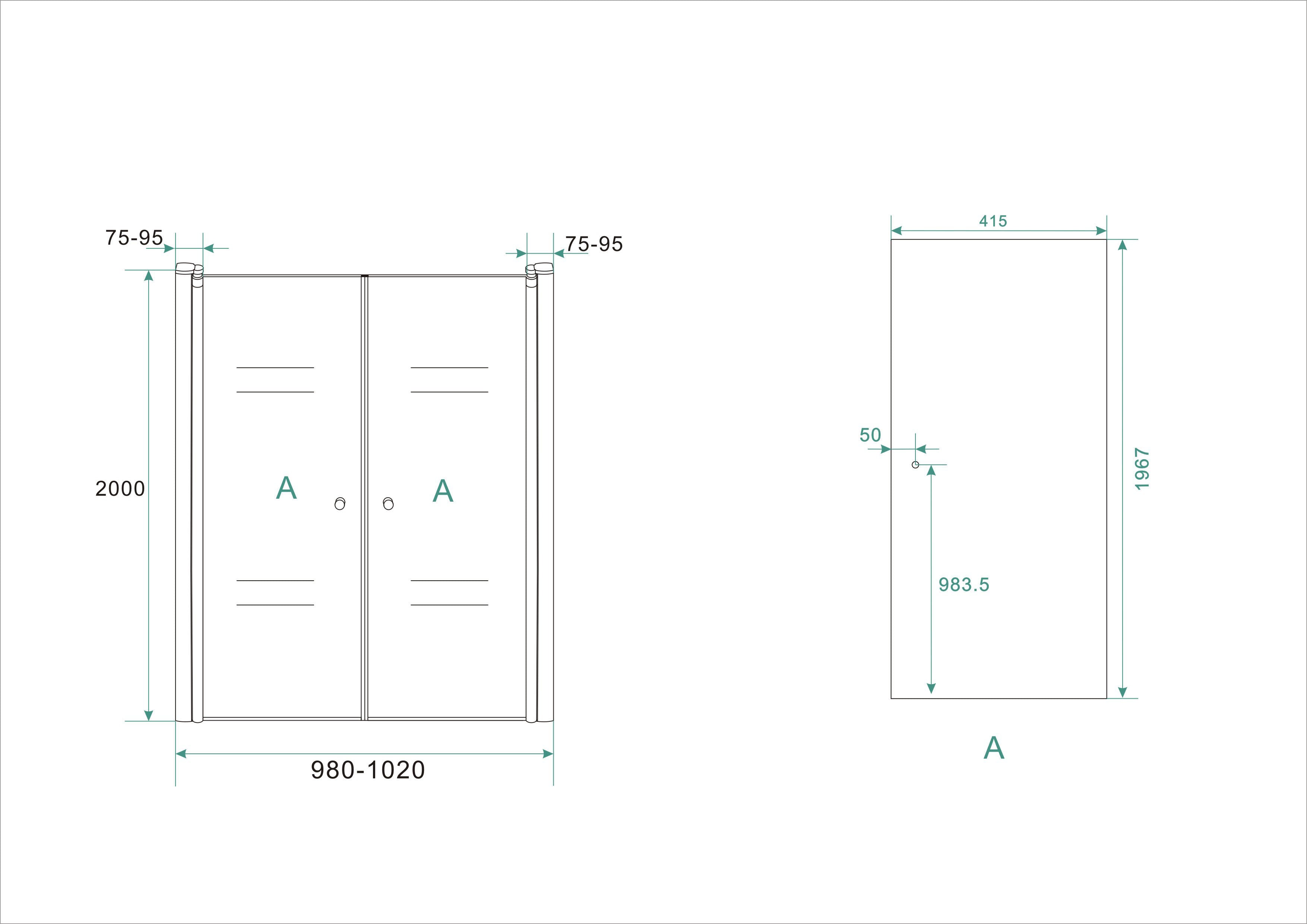 Lagos pendeldeur in nis 1000 x 2000 x 6 mm nano helder glas/chroom