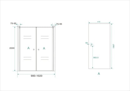 Lagos pendeldeur in nis 1000 x 2000 x 6 mm nano helder glas/chroom