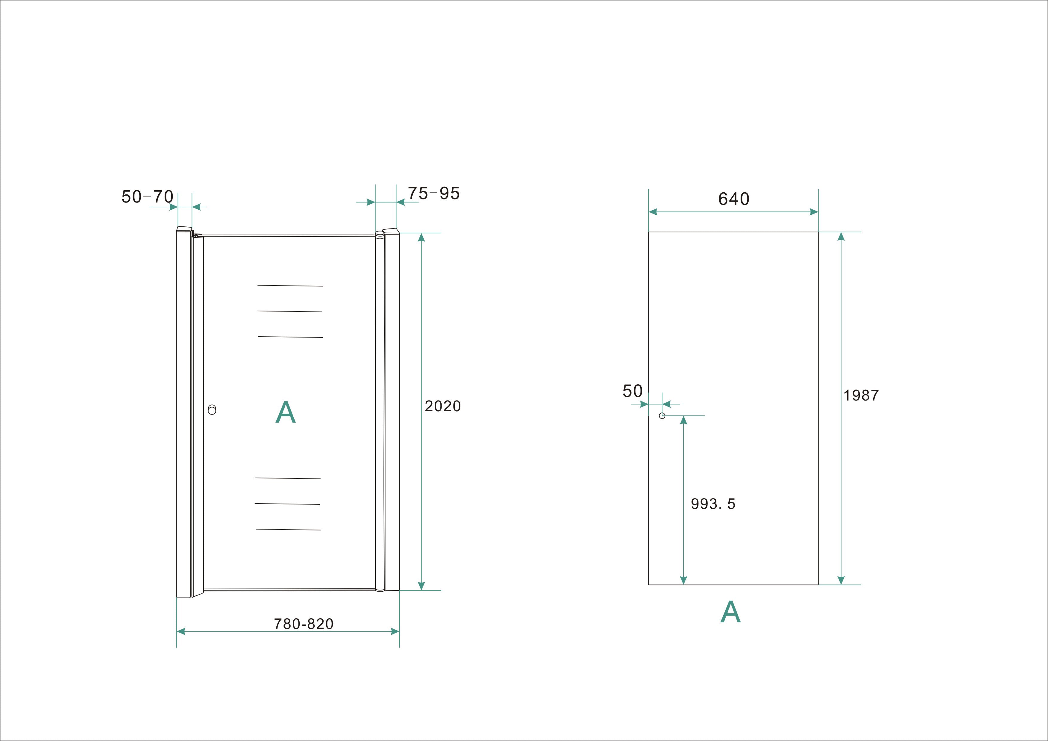 Between nisdeur 800 x 2000 x 8 mm nano helder glas/chroom
